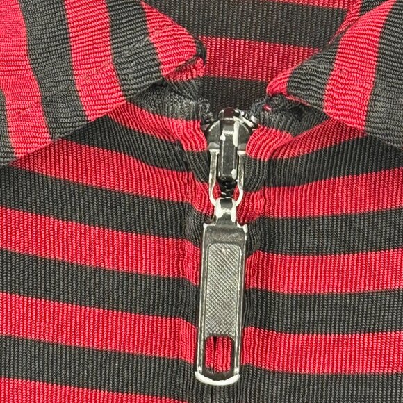 Chicos 3 Travelers Red Black Striped Zip-Up Long Sleeve jacket Top Size XL knit - Picture 4 of 13